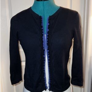 Loft 3/4 sleeve length black and blue cardigan. SzSP. Excellent condition.